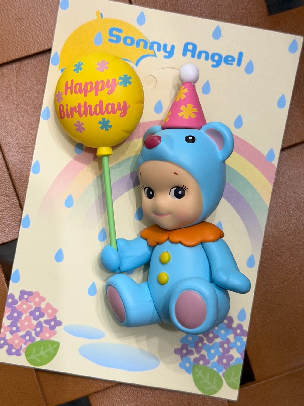 Sonny Angel Birthday bear, Jelly bean, Poppy, Melon, Figure with Yellow Balloon